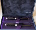 S.T. DUPONT OLYMPIO - PARURE STYLO PLUME + STYLO ROLLER EN LAQUE DE CHINE NOIRE - FINITION PLATINUM – Image 2