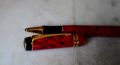 STYLO ROLLER PARKER DUOFOLD RESINE ROUGE MARBREE & PL. OR 18 CARATS – Image 2