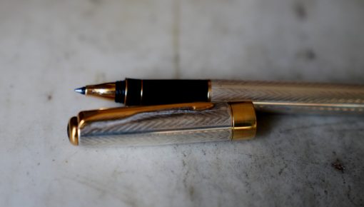 STYLO ROLLER PARKER SONNET ARGENT MASSIF 925 - FINITION CHEVRONS