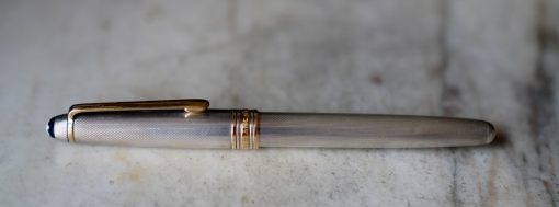 STYLO PLUME MONTBLANC PL. ARGENT BARLEY CORN - PLUME EN OR MASSIF 18 CARATS