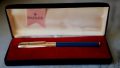 STYLO PLUME PARKER 65 RESINE BLEUE & PL. OR - PLUME OR MASSIF 14K + BOITE - RARE – Image 2