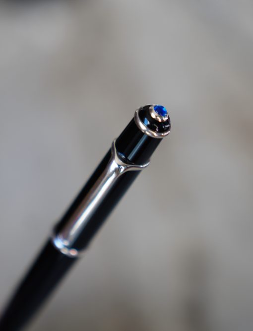 STYLO PORTE-MINES CARTIER DIABOLO RESINE NOIRE PLATINUM - PIERRE BLEUE