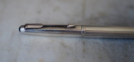 STYLO PLUME PARKER 75 ARGENT MASSIF VENDÔME GROSSES COTES- PLUME EN OR MASSIF 18 CARATS