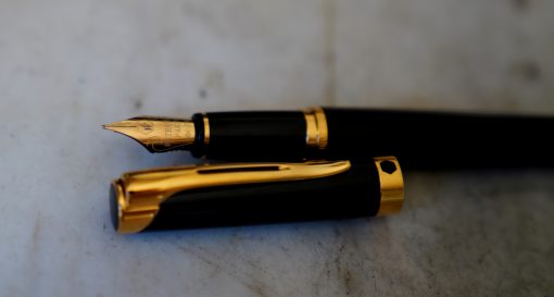STYLO PLUME WATERMAN ETALON LAQUE NOIRE - PLUME EN OR MASSIF 18 CARATS