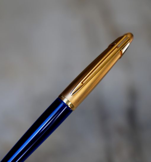 STYLO PLUME WATERMAN EDSON BLEU & OR - PLUME EN OR MASSIF 18 CARATS