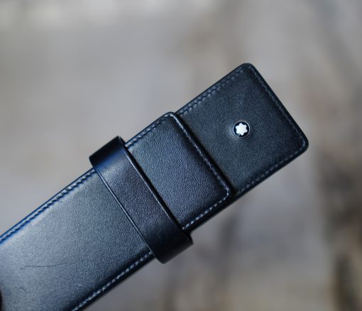 ETUI A STYLOS MONTBLANC SIENA EN CUIR NOIR - MODELE DEUX PLACES