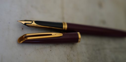 STYLO PLUME WATERMAN CF LAQUE ROUGE - PLUME EN OR MASSIF 18 CARATS- RARE VERSION