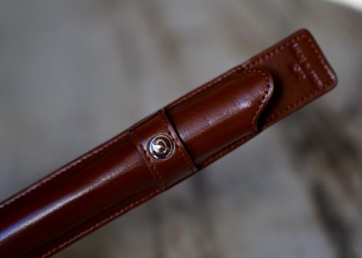 S.T. DUPONT - ETUI A STYLO EN CUIR BRUN - MODELE UNE PLACE