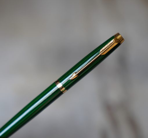 STYLO PLUME PARKER 75 LAQUE MALACHITE - PLUME OR MASSIF 18 CARATS FINE - RARE