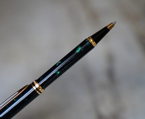STYLO BILLE WATERMAN MAN EN RESINE VERTE MARBREE & PL. OR 18 CARATS