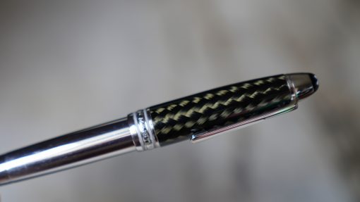 MAGNIFIQUE STYLO PLUME MONTBLANC MEISTERSTÜCK SOLITAIRE PLATINE - FIN. CARBONE