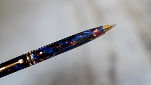 STYLO BILLE SHEAFFER EN RESINE VIOLET MARBREE & PL. OR 18 CARATS