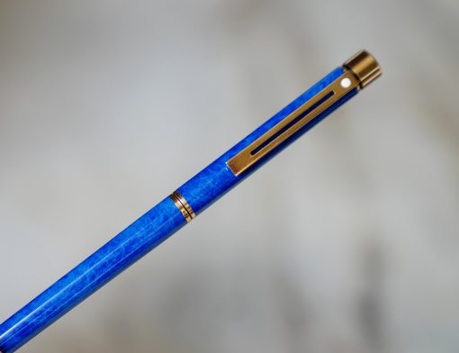 STYLO PLUME SHEAFFER TARGA SLIM LAQUE BLEUE MARBRE- PLUME EN OR MASSIF 14 CARATS