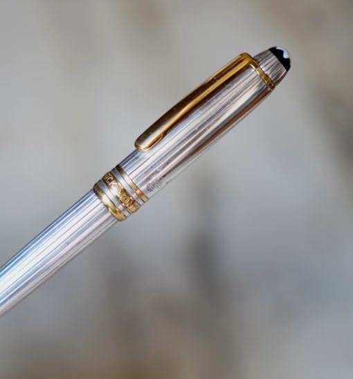 STYLO BILLE MONTBLANC MEISTERSTÜCK MOZART ARGENT MASSIF 925 - GODRONS