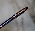 STYLO PLUME SHEAFFER BALANCE EN RESINE BRUNE BLEU MARBREE- PLUME OR MASSIF 18 CARATS – Image 2