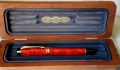 STYLO PLUME PARKER DUOFOLD CENTENNIAL RESINE ROUGE MARBREE - PLUME OR 18 CARATS – Image 2