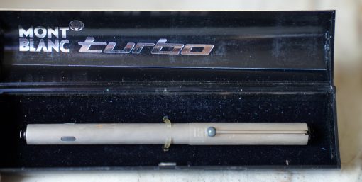 STYLO PLUME MONTBLANC TURBO EN METAL BROSSE + BOITE D'ORIGINE - RARE VERSION