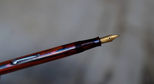 STYLO PLUME WATERMAN 52 FINITION RIPPLE A LEVIER - PLUME EN OR MASSIF 18 CARATS