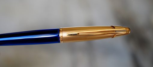 STYLO ROLLER WATERMAN EDSON EN RESINE BLEUE & PL. OR 18 CARATS