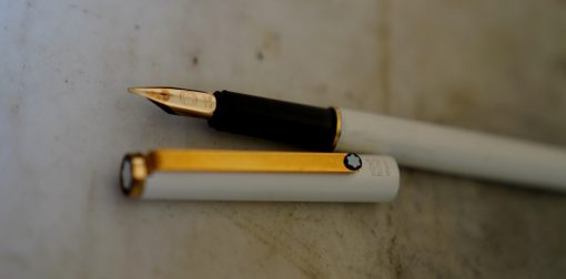 STYLO PLUME MONTBLANC NOBLESSE LAQUE BLANCHE - PLUME OR MASSIF - RARE VERSION