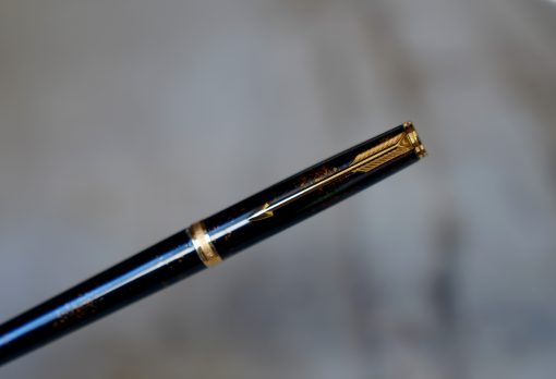 STYLO PLUME PARKER PREMIER LAQUE BRUNE FINITION POUSSIERE D'OR - PLUME EN OR 18 CARATS