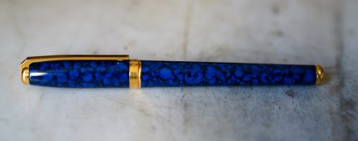 STYLO ROLLER S.T. DUPONT FIDELIO EN LAQUE BLEU LAPIS LAZULI MARBRE & PL. OR