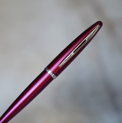 STYLO BILLE WATERMAN CARENE EN LAQUE ROUGE MAT- FINITION CHROMEE