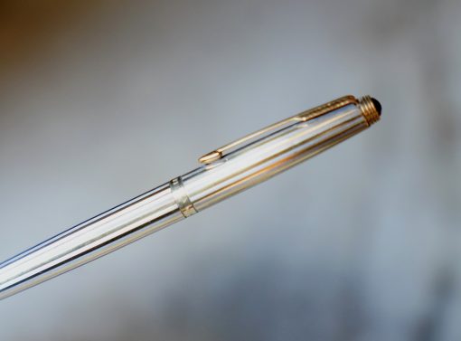 STYLO PLUME PARKER 75 VENDÔME ARGENT MASSIF & VERMEIL 925 - PLUME EN OR MASSIF 18 CARATS